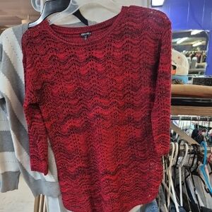 Hannah Red and Black Crew Neck Sweater